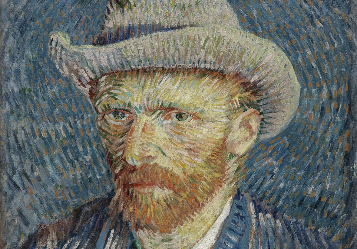 Vincent van Gogh: Autoritratto con cappello di feltro grigio, 1887, olio su tela, cm 44,5 x 37,2. Van Gogh Museum (Vincent van Gogh Foundation), Amsterdam