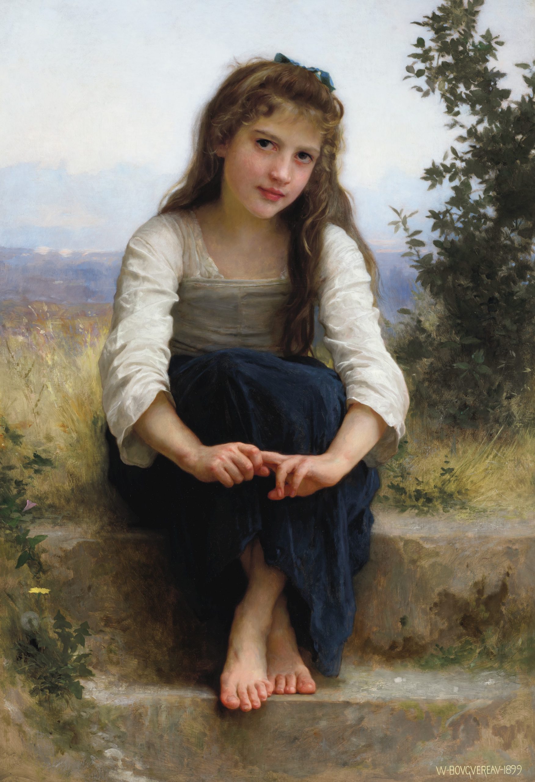 William Adolphe Bouguereau (French, 1825-1905) Rêverie signed and dated 'W-BOVGVEREAV-1899' (lower right) oil on canvas 43 ¾ x 30 1:8 in. (111.1 x 76.5 cm.) - © CHRISTIE'S 2020