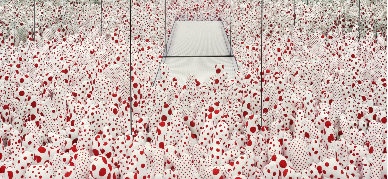 Infinity Mirror Room - Phalli's Field (Floor Show), 1965/2016 (detail). Installation view, Yayoi Kusama: Infinity Mirrors, Hirshhorn Museum and Sculpture Garden, Smithsonian Institution, 23 February – 14 May 2017. Courtesy Hirshhorn Museum and Sculpture Garden. Photography: Cathy Carver
