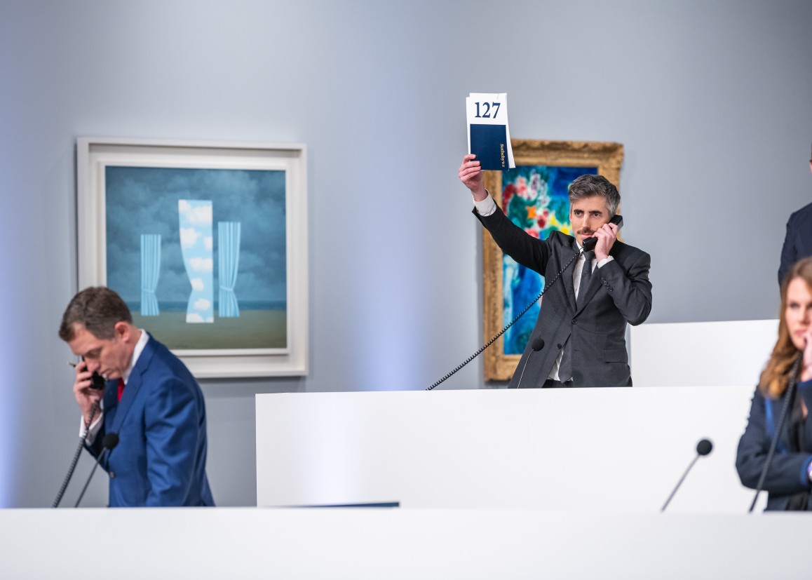 SOTHEBY'S SPECIALISTS MANAGE PHONE BIDS DURING THE EVENING'S CONTEMPORARY AND IMPRESSIONIST & MODERN ART AUCTIONS