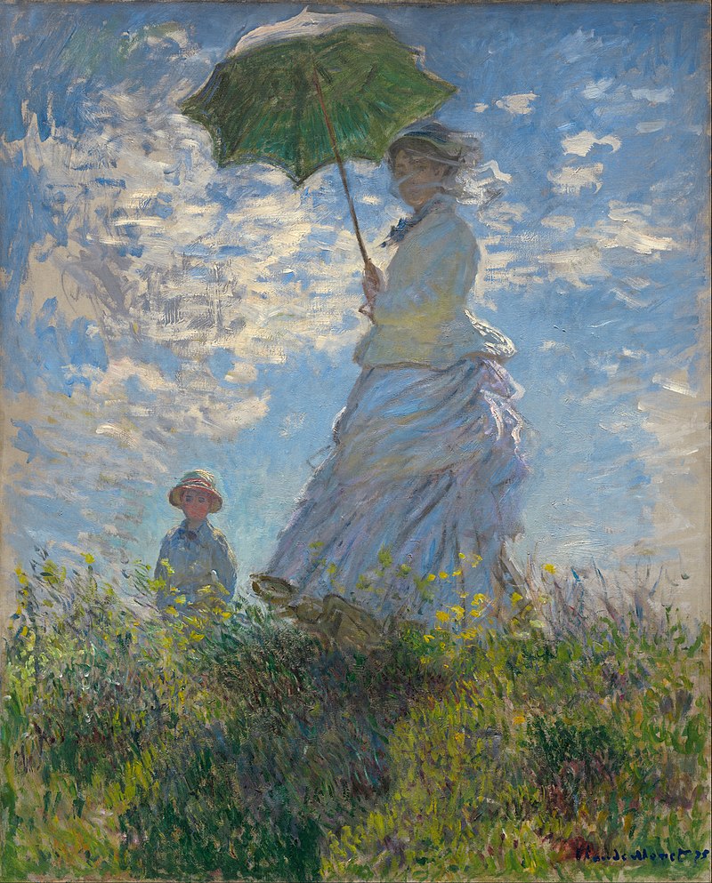 Claude Monet, Donna con il parasole, madame Monet con il figlio (1875); olio su tela, 100×81 cm, National Gallery of Art, Washington D.C.