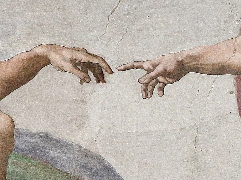 dipinti con le mani - Michelangelo Buonarroti, 1511 circa, affresco,  280×570 cm , Cappella Sistina, Città del Vaticano