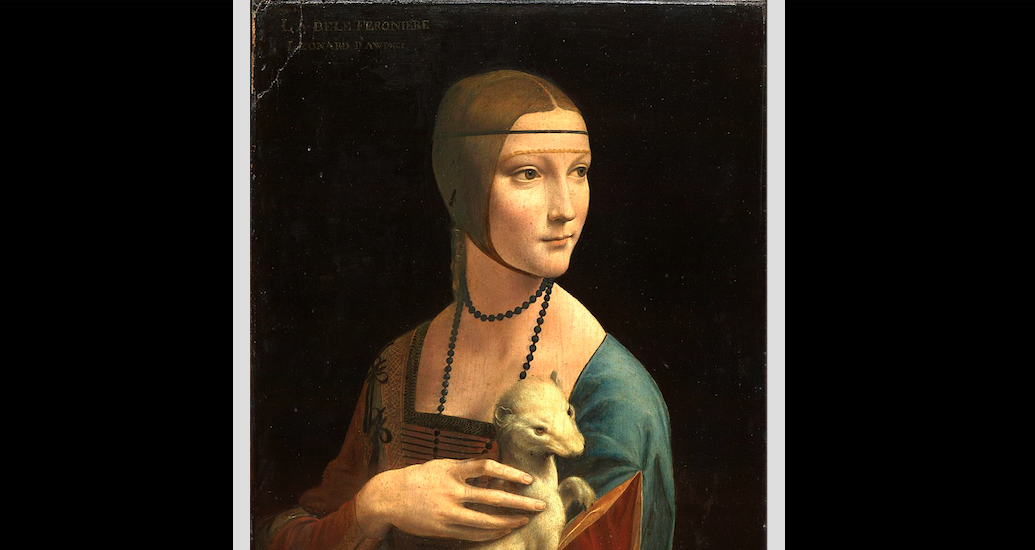La dama con l'ermellino, Leonardo da Vinci, circa 1488-1490, olio su tavola Dimensioni 54,8×40,3 cm, © Museo Czartoryski, Cracovia