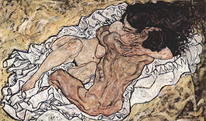 Egon Schiele, L'abbraccio ( Gli amanti ),1917, Osterreische Galerie, Wien
