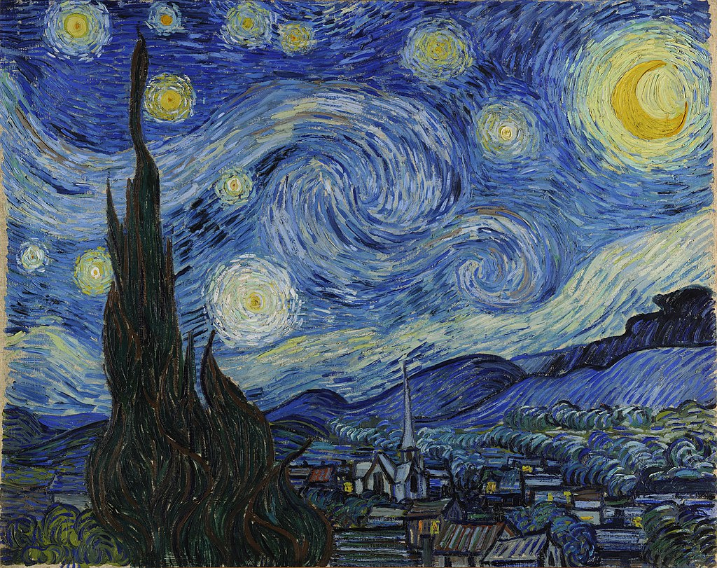 Vincent van Gogh, Notte stellata, 1889, olio su tela, cm 73,7 x 92. New York, Museum of Modern Art (MoMa)