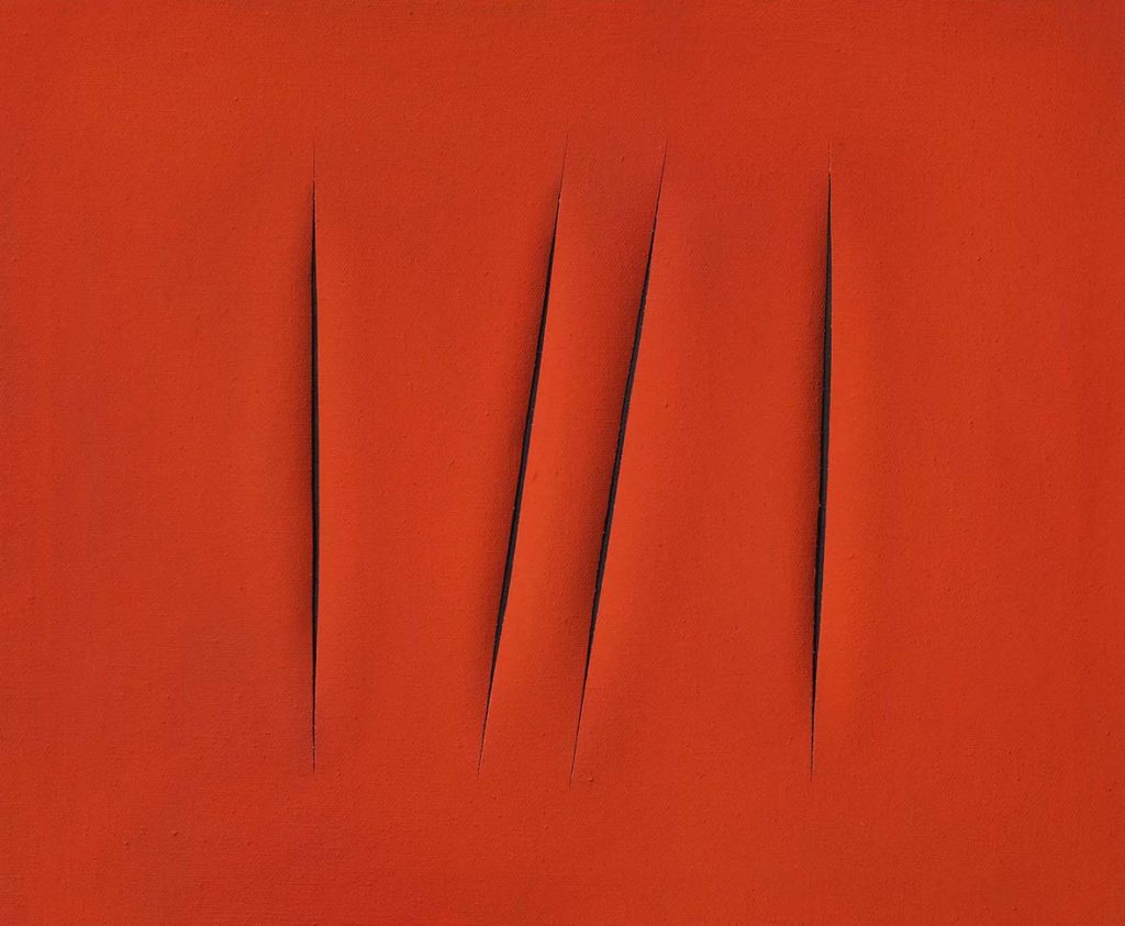 Lucio Fontana, Concetto spaziale, Attese, 1965-66, idropittura su tela, cm 54x65.