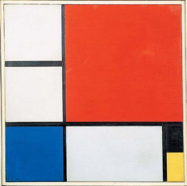 Composition 2 Piet Mondrian Date: 1929 - National Museum of Serbia, Belgrade, Serbia