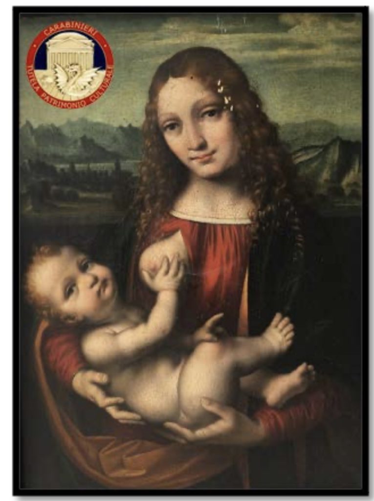 la “Madonna con Bambino” attribuita all’artista Marco D’Oggiono (1470:1524)
