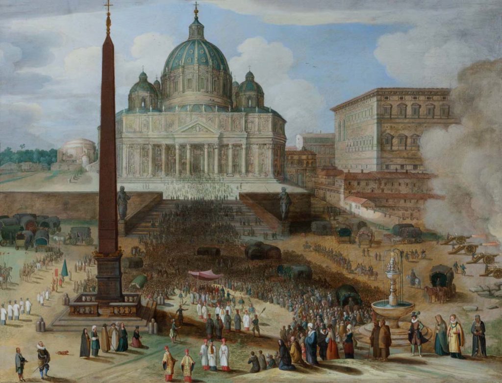 Mostra Domenico Fontana - Willem van Nieulandt, Veduta di piazza San Pietro a Roma, 1612; collezione privata.