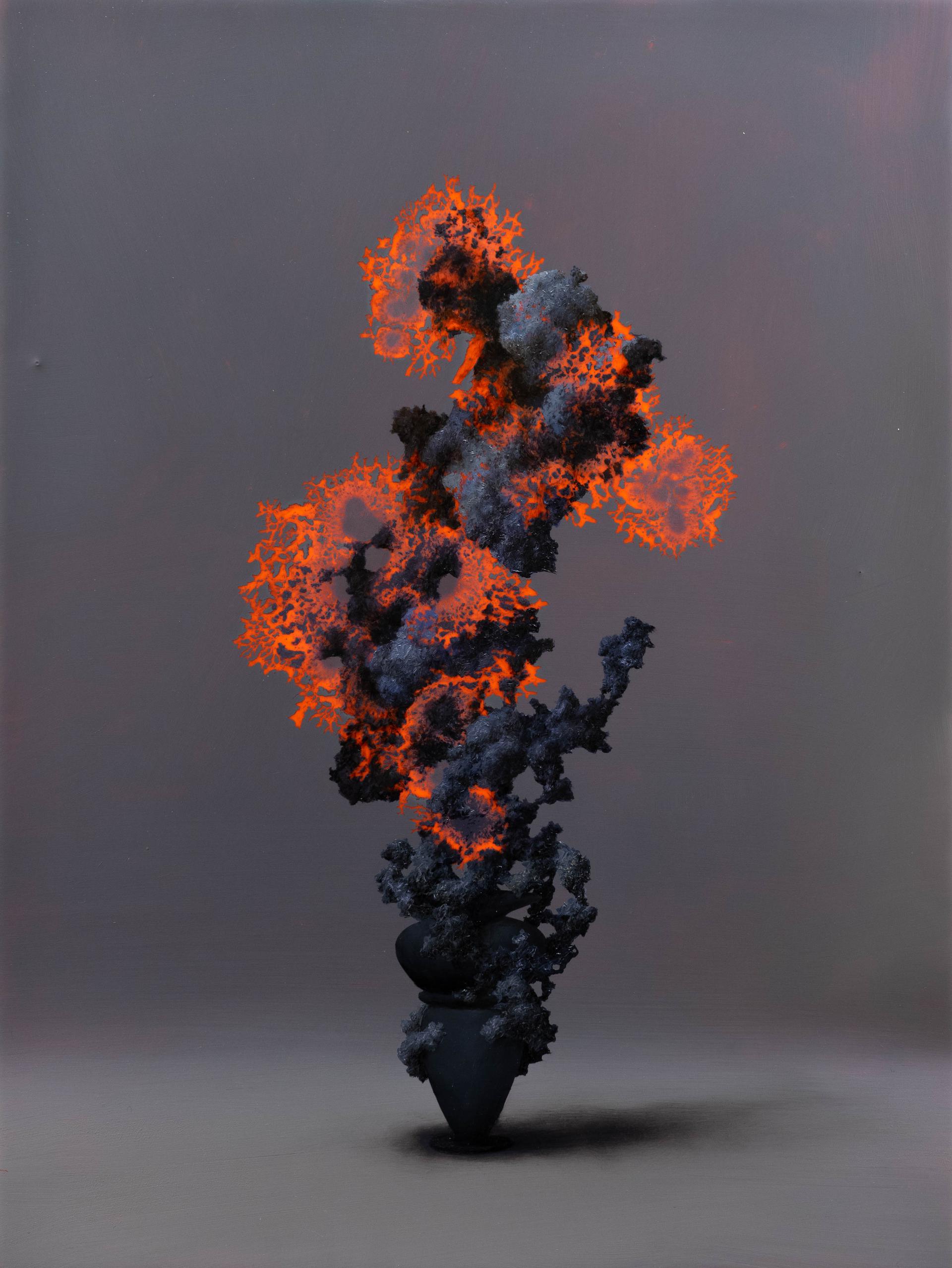 Enrico Minguzzi, Rosaspina, 2022, olio su resina epossidica su lino, cm 40x30x4