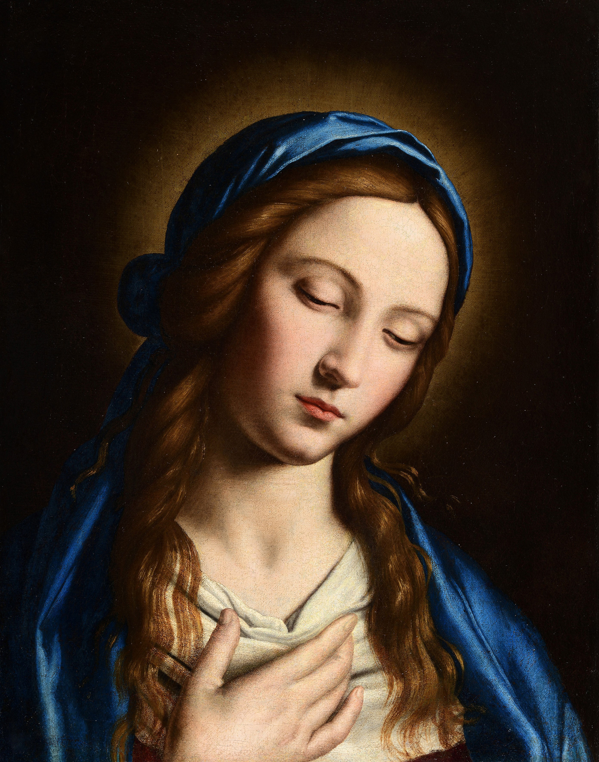 Arcuti Giovan Battista Salvi detto il Sassoferrato: La Madonna,  Olio su tela cm 49,8 x 38,2 