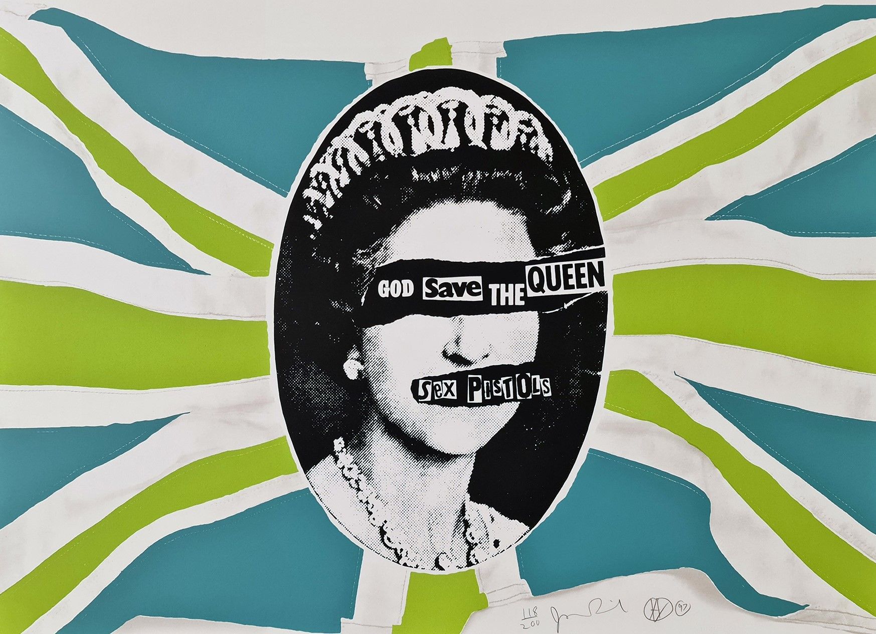 Jamie Reid, God Save the Queen Sex Pistols, litografia, cm 72x100