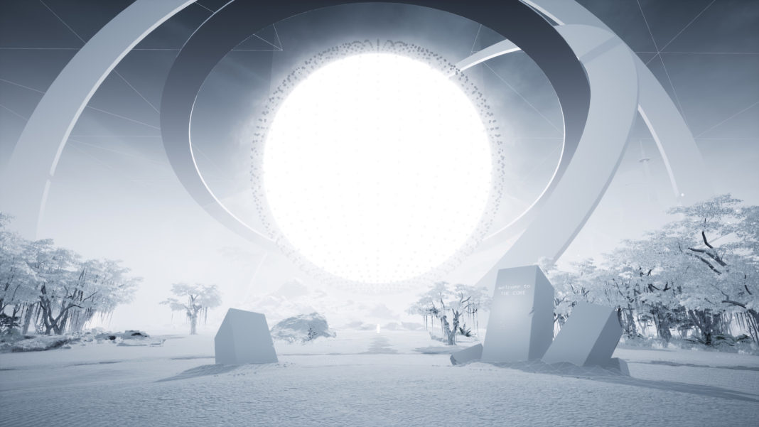 ipotesi metaverso - Joshua Chaplin, The Core, 2022, 3D spatial art experience virtual world, Courtesy dell’artista
