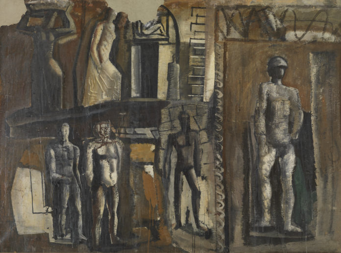 Mario Sironi, Allegoria del lavoro 1932-33, 202 × 271,5 × 4 cm, Olio su tela, Collezione Banco di Sardegna - Gruppo BPER Banca