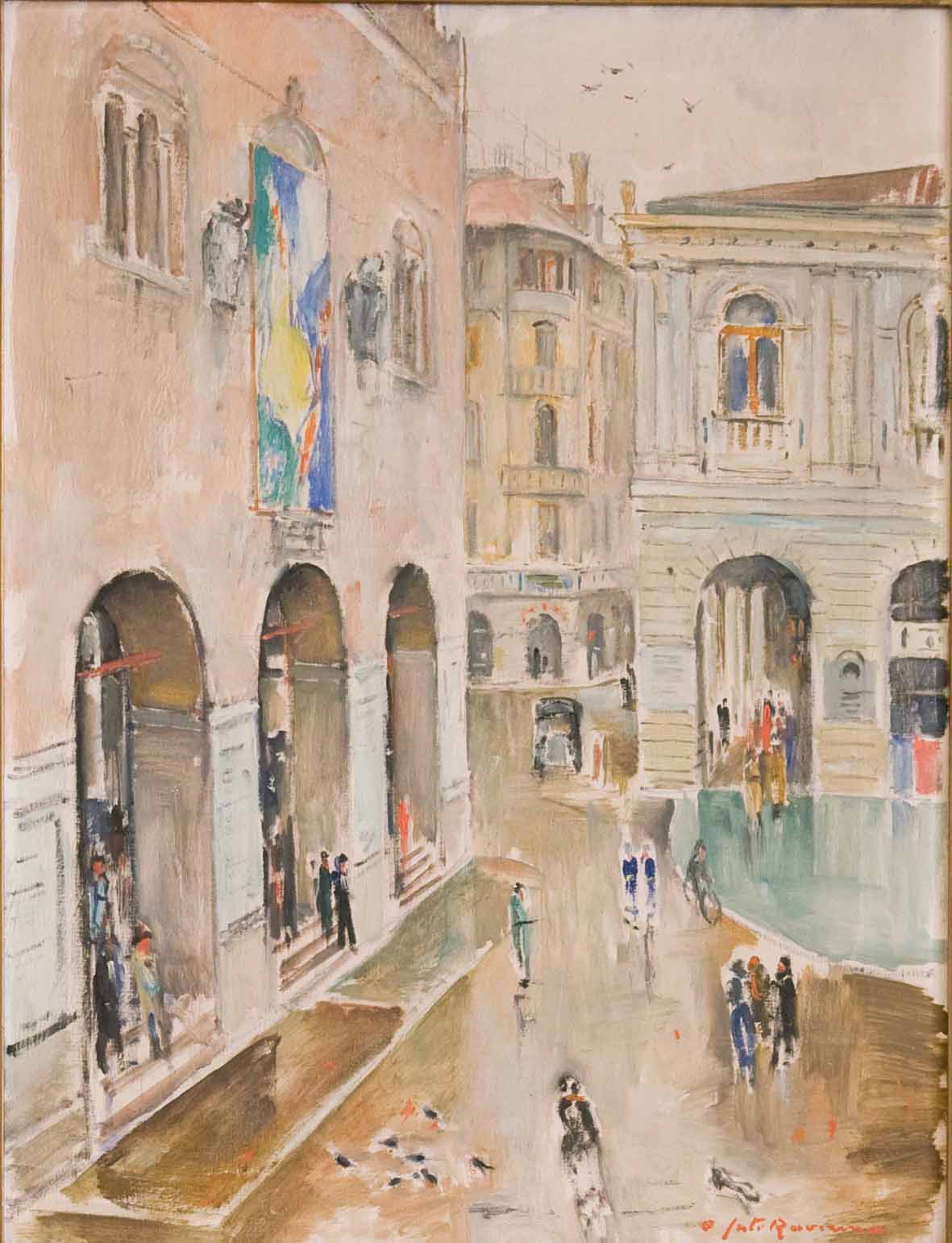 Juti Ravenna, Piazza dei Signori verso piazza Indipendenza (Piazza dei Signori sotto la pioggia), 1935