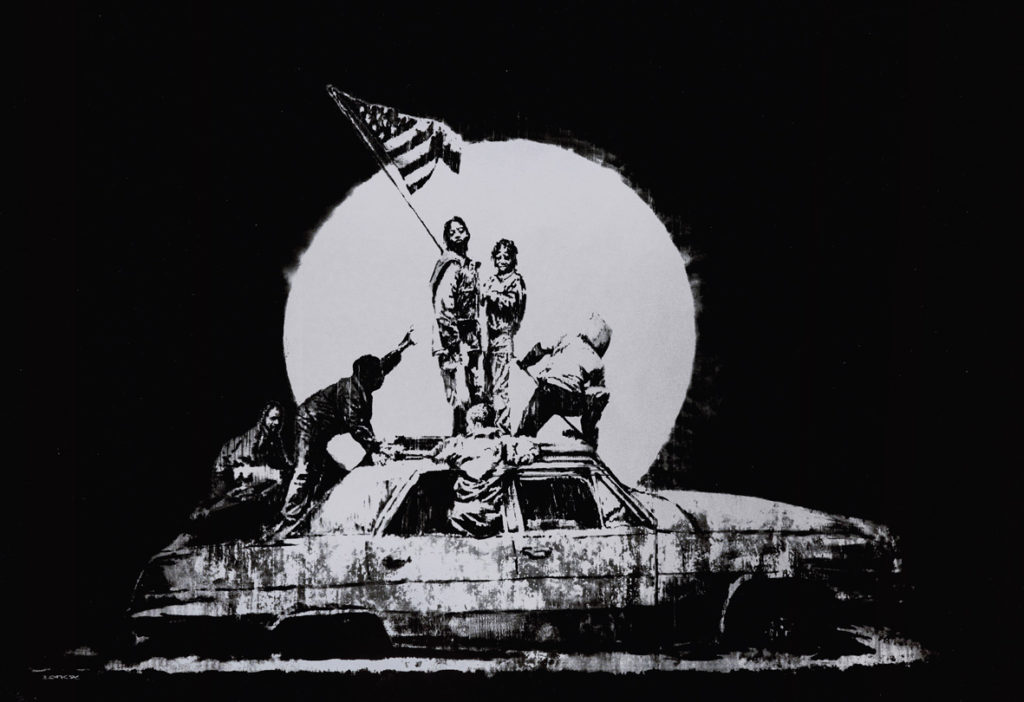 American Beauty - BANKSY, Flag (silver), 2006.