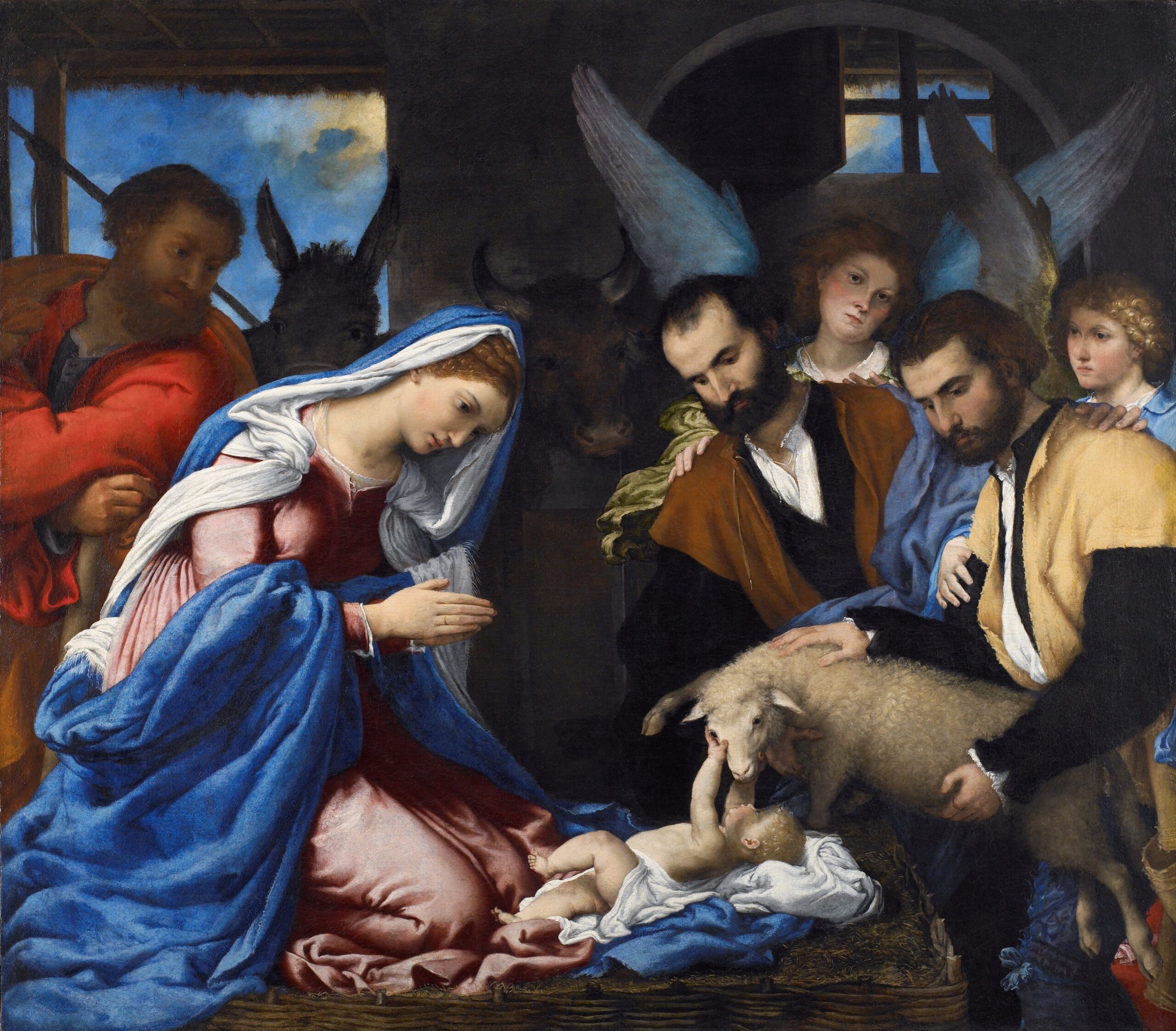 Lorenzo Lotto , Adorazione dei pastori 1530, olio su tela Pinacoteca Tosio Martinengo, Brescia