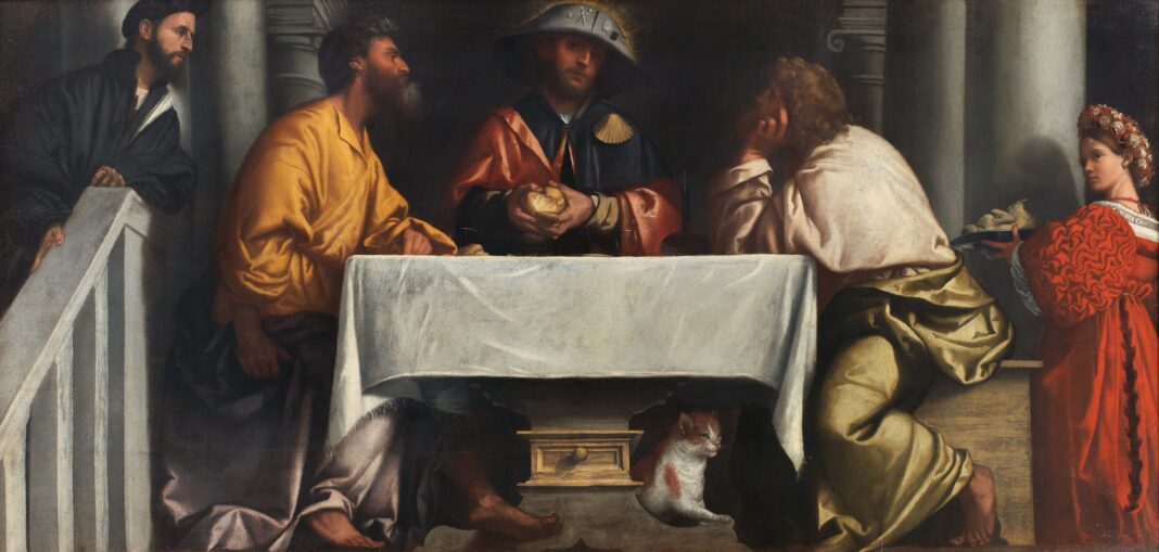 Alessandro Bonvicino detto il Moretto Cena in Emmaus 1527 circa, olio su tela Pinacoteca Tosio Martinengo, Brescia