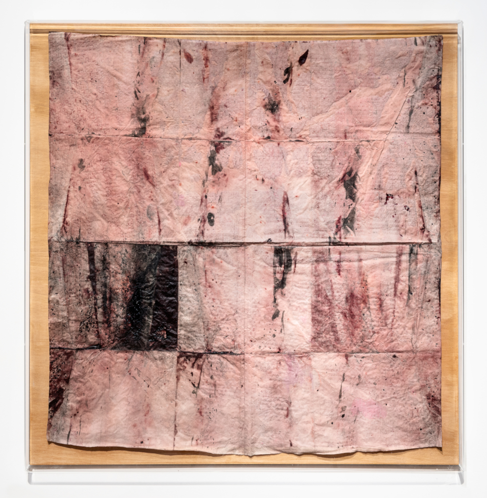 Renata Boero, Ctò-nio-grafia “paesaggio in rosa”, (anni 2000), colori vegetali e tecnica mista su tela, cm 90x90