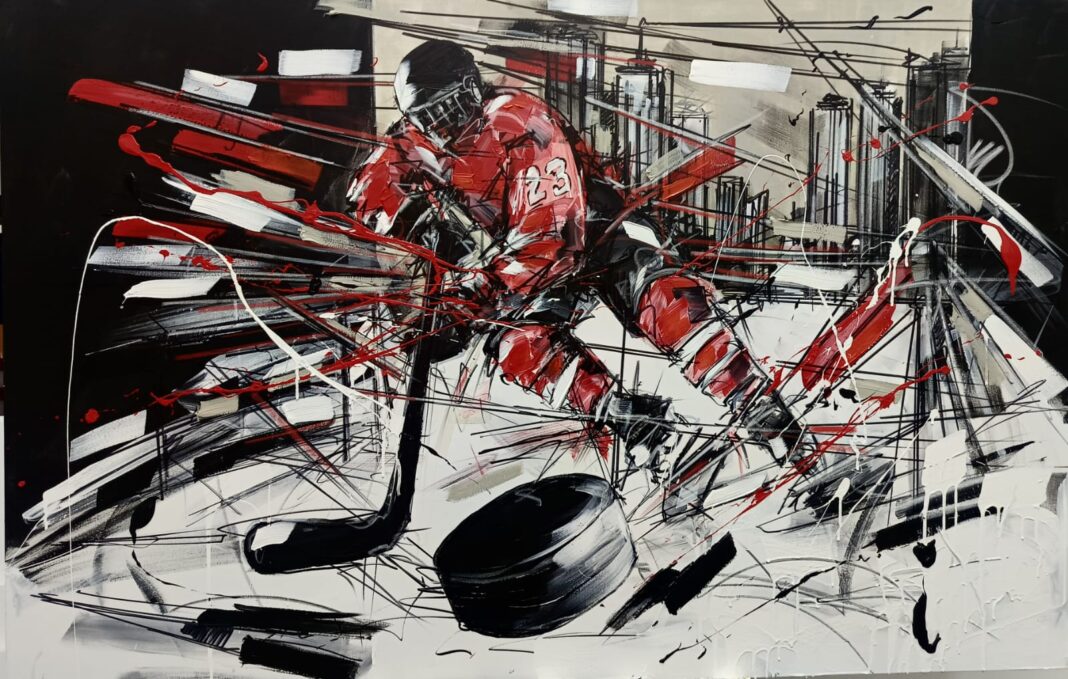 TAMBURRO Velocità in rosso e nero 2026 olio e acrilico su tela cm. 90x140 TAMBURRO Velocità in rosso e nero 2026 olio e acrilico su tela cm. 90x140