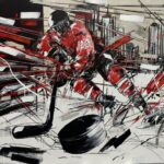 TAMBURRO Velocità in rosso e nero 2026 olio e acrilico su tela cm. 90x140