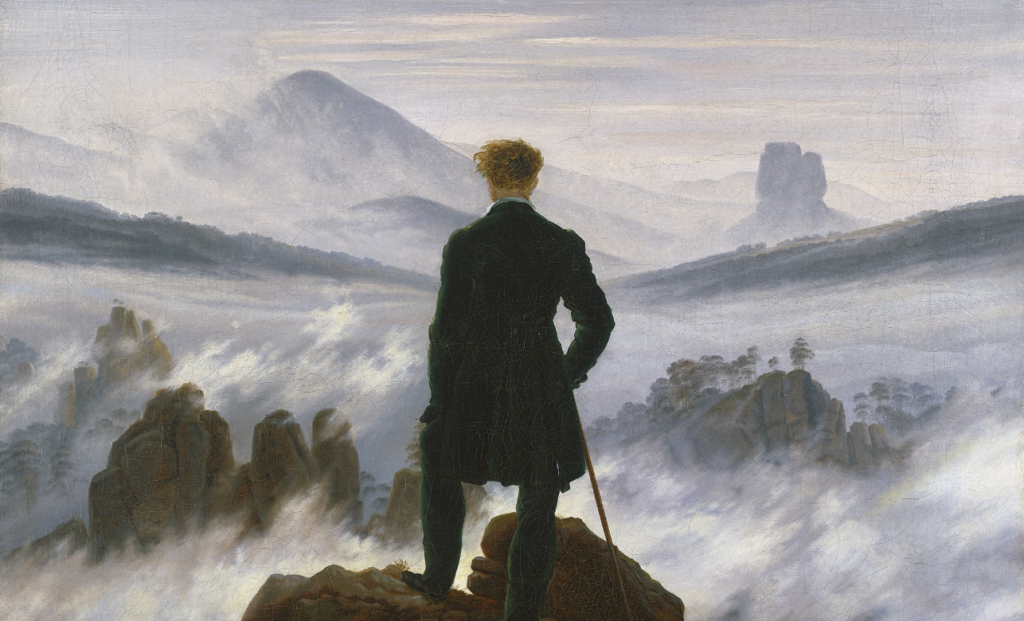 Il Viandante sul mare di nebbia di Caspar David Friedrich