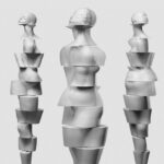 Tamara Kvesitadze, Revolving woman, Kinetic sculpture: fiber glass, metal, mechanism;