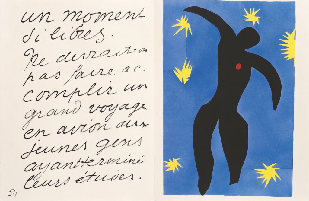 Henri Matisse Icaro (Icare) (tavola VIII dalla serie Jazz), fogli sciolti estraibili; libro con venti illustrazioni e testi 1947 Stampa a stencil 42 x 65 cm The Scharf Collection Photo: Henning Krause